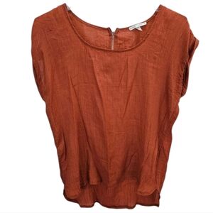 Maria Gabrielle Rust Hi-Lo Bohemian Gauze Top Sz XL